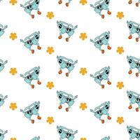 y2k school groovy seamless pattern. Childrens pattern with school supplies and y2k elements. vector