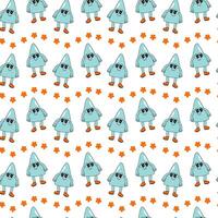 y2k school groovy seamless pattern. Childrens pattern with school supplies and y2k elements. vector