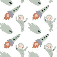 Childrens adventure pattern with cosmic objects and galaxy elements, cute planets. vector