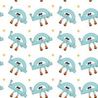 y2k school groovy seamless pattern. Childrens pattern with school supplies and y2k elements. vector