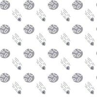 Childrens adventure pattern with cosmic objects and galaxy elements, cute planets. vector