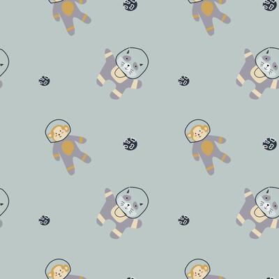 Childrens adventure pattern with cute galaxy elements. Space animal characters