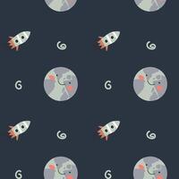 Childrens adventure pattern with cosmic objects and galaxy elements, cute planets. vector