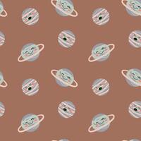 Childrens adventure pattern with cosmic objects and galaxy elements, cute planets. vector