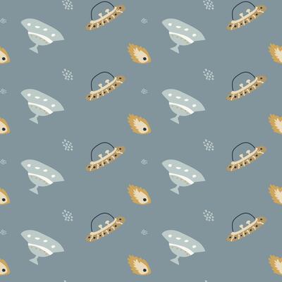 Childrens adventure pattern with cute galaxy elements. Space animal characters
