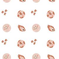 Childrens adventure pattern with cosmic objects and galaxy elements, cute planets. vector