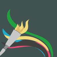 Sport torch with colorful wavy stripes background. Banner with olympic torch vector