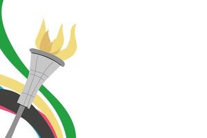 Sport torch with colorful wavy stripes background. Banner with olympic torch vector