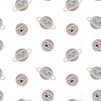 Childrens adventure pattern with cosmic objects and galaxy elements, cute planets. vector