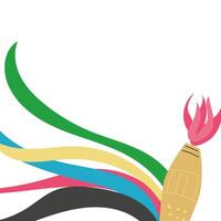Sport torch with colorful wavy stripes background. Banner with olympic torch vector