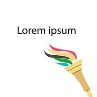 Sport torch with colorful wavy stripes background. Banner with olympic torch vector