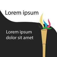 Sport torch with colorful wavy stripes background. Banner with olympic torch vector