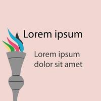 Sport torch with colorful wavy stripes background. Banner with olympic torch vector
