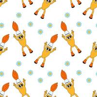 y2k school groovy seamless pattern. Childrens pattern with school supplies and y2k elements. vector