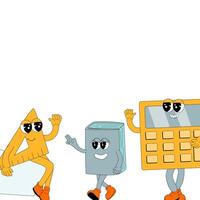 y2k background with school characters in retro 00s, 80s style. Back to school vector
