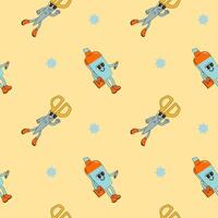 y2k school groovy seamless pattern. Childrens pattern with school supplies and y2k elements. vector