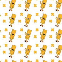 y2k school groovy seamless pattern. Childrens pattern with school supplies and y2k elements. vector