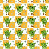 y2k school groovy seamless pattern. Childrens pattern with school supplies and y2k elements. vector