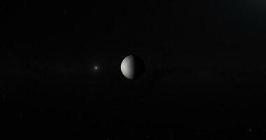 Traveling towards Tethys, Saturn's moon, in the outer space video