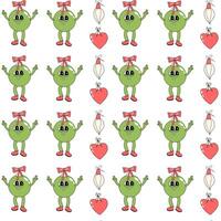 Happy new year pattern with y2k elements. Groovy characters background with santa, snow ball, xmas tree, gifts. Christmas groovy hippie pattern with retro characters in 60s, 70s, y2k style vector