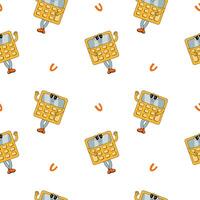 y2k school groovy seamless pattern. Childrens pattern with school supplies and y2k elements. vector
