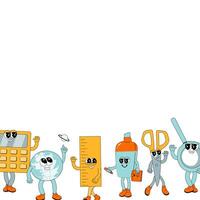 y2k background with school characters in retro 00s, 80s style. Back to school vector