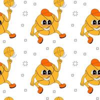 y2k school groovy seamless pattern. Childrens pattern with school supplies and y2k elements. vector
