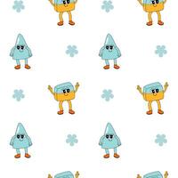 y2k school groovy seamless pattern. Childrens pattern with school supplies and y2k elements. vector