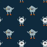 y2k school groovy seamless pattern. Childrens pattern with school supplies and y2k elements. vector