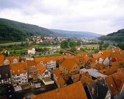 German architecture, buildings in Germany background. Houses, castles and sculptures photo