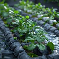 Futuristic 3D-Rendered Smart Irrigation System for Efficient Agriculture Water Management on White Background photo