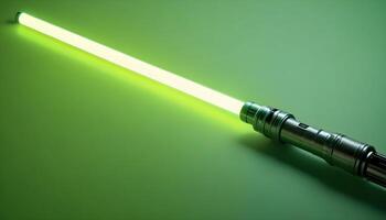 a green light saber is shown on a green background photo