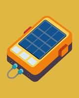 Keep all your devices powered up during long trips with the help of this compact and efficient solar charger.. illustration. vector