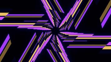 Purple and Yellow Hexagonal Neon Line Moving Lighting Background VJ Loop in 4K video