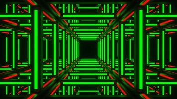 Green and Red Movement Through Neon Frame Background VJ Loop in 4K video