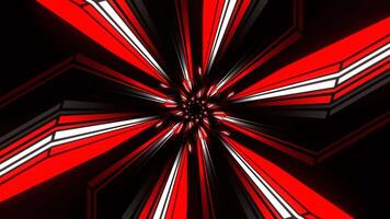 Red and White Hexagonal Neon Line Kaleidoscope Tunnel Background VJ Loop in 4K video