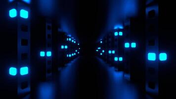Blue Return Movement Along Strobe Corridor Background VJ Loop in 4K video