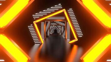 Reverse Corridor with Orange and White Neon Arch Background VJ Loop in 4K video