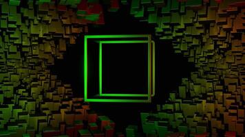Green and Red Rotation Glossy Cube Frame Background VJ Loop in 4K video