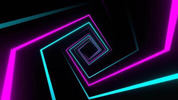 Cyan and Pink Square Spiral Neon Light Movement Background VJ Loop in 4K video