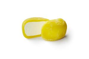 Rice cake mochi with cream cheese and passion fruit filling photo