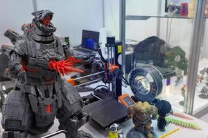 Samples of products made using 3D printing technology in an laboratory. photo