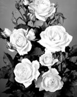Flowers black and white photo background. Summer flowers close view