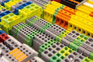 Different type din rail terminal block for electrical connector in store photo