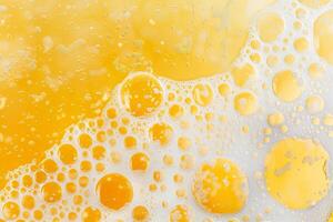 Close-Up of Bubbles in Orange Liquid. photo