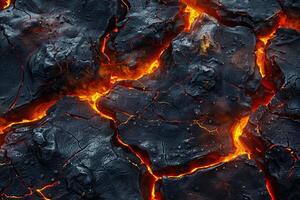 Molten Lava Flow with Cracked Surface. photo