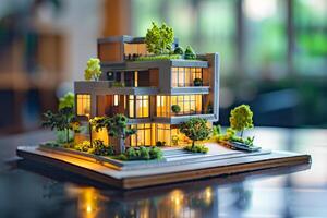 Architectural Model of Modern Eco-Friendly Building. photo