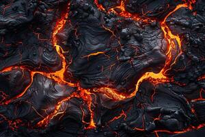 Molten Lava Flow with Cracked Surface. photo