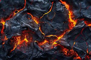 Molten Lava Flow with Cracked Surface. photo