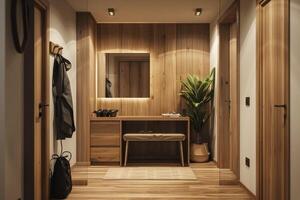 Modern Cozy Home Entryway with Plants with . photo
